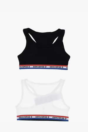 Converse Set of 2 Pairs of Racerback Sport Bra with Logoed Band