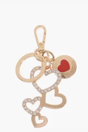 Moschino LOVE Golden-Effect keyring with Heart-Shaped Charm