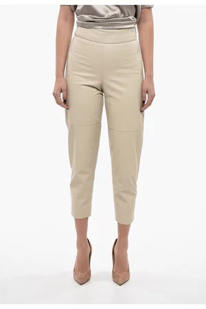 Brunello Cucinelli High-waisted Leather Pants with Side Zip