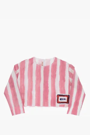 Marni Two-Tone Striped Blouse with Zip Closure
