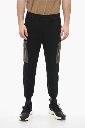 Neil Barrett Brushed Cotton Cargo Sweatpants with Contrasting Pockets