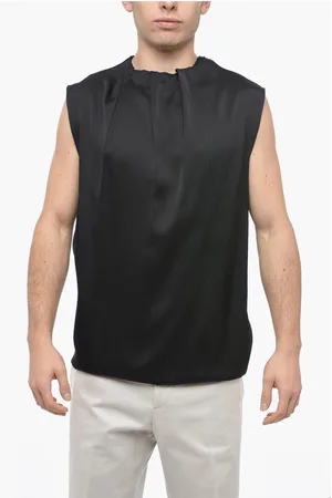 Jil Sander Silk Blend Tank Top with Pleated Neck
