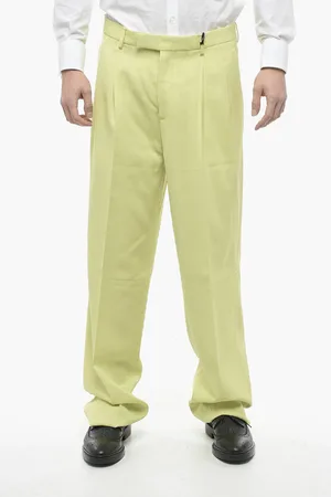 VERSACE Wide Leg High-waisted Pants with Pleated Detail
