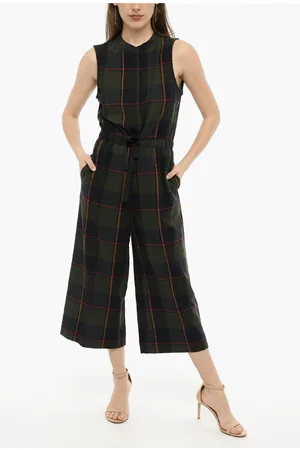 Woolrich Plaid Check Wool Blend GAUZE Jumpsuit with Drawstring Waist