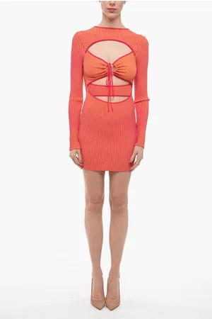 ANDREADAMO Ribbed Knitted Mini Dress with Cut Out Detail
