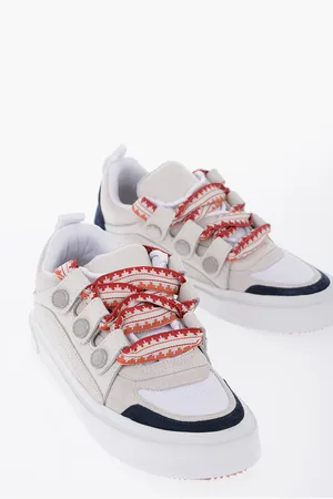 MARCELO BURLON Suede and Fabric TICINELLA Low Top Sneakers with Maxi String