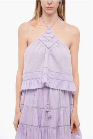 Isabel Marant ETOILE Off-shoulder Ruffled LISIO Top with Halter Neck