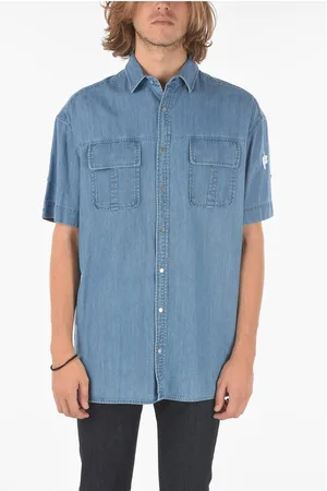 Neil Barrett Short Sleeved Chambray Shirt with Double Breast Pocket