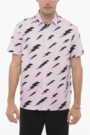 Neil Barrett Short Sleeve Shirt With All-Over Thunderbolt Print