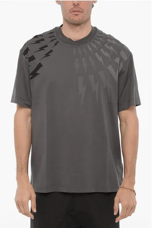 Neil Barrett Easy Fit Crew-Neck T-shirt with Ton-On-Ton Print