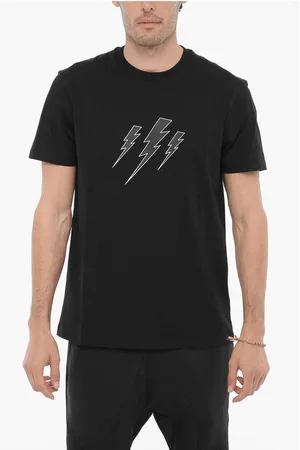 Neil Barrett Slim Fit Crew-neck T-Shirt with Thunderbolts Print