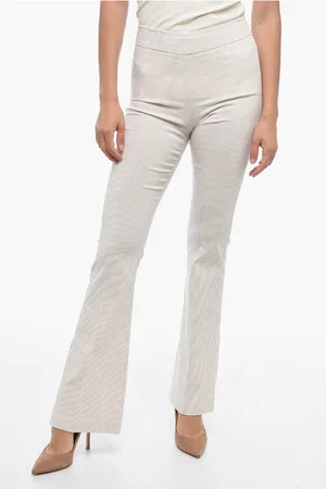 AVENUE MONTAIGNE Slim Striped Pants with Flared Hem