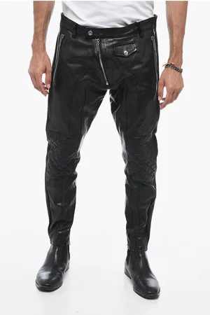 Dsquared2 Leather Biker Pants with Zipped Detailing