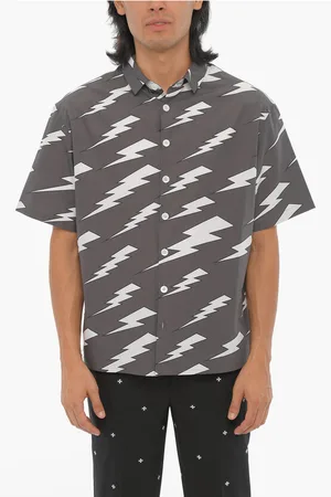 Neil Barrett All Over Thunderbolt Printed Boxy Fit Shirt