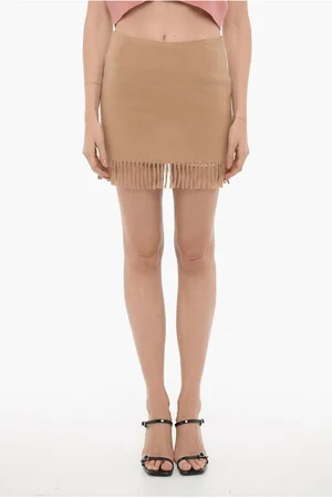 THE GARMENT Solid Color BRUXELLES Mini Skirt with Fringes