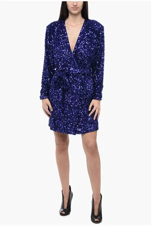 ROTATE Sequined Wrap Mini Dress with Belt
