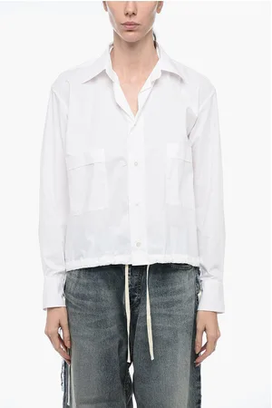 Plan C Popeline Asymmetric Shirt with Drawstring