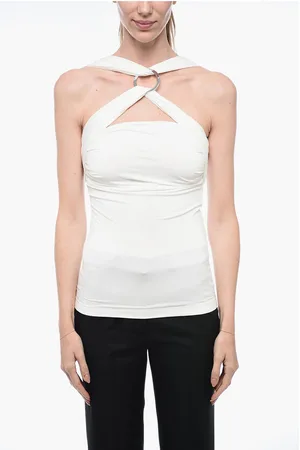 The Attico Jersey Criss-crossed GINNIE Top With Metal Detail