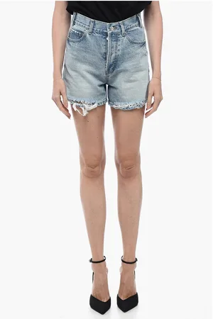 We11 Done Denim Shorts with Frayed Hem