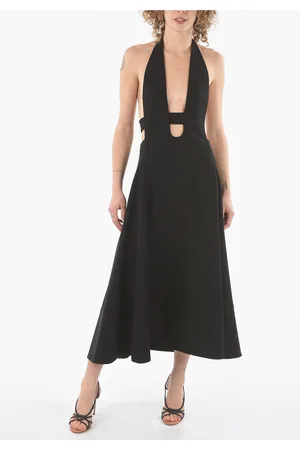 Saint Laurent Cut-out Detail Bare Back Wool Dress