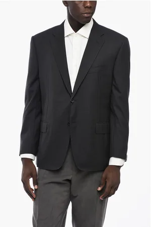 corneliani Lined Single Breasted MANTUA Wool Blazer With Flap Pockets