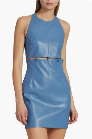 Nanushka Vegan-leather LAYAN Mini Dress with Button Loop Detail