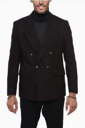 MARSĒM Pinstriped Double Breated Blazer with Split Back