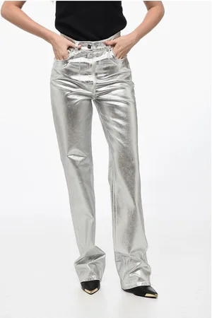 Salvatore Ferragamo 5 Pocket Coated Cotton Lamè Pants