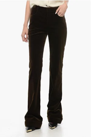 Saint Laurent Velvet High-waisted Pants with Flared Leg