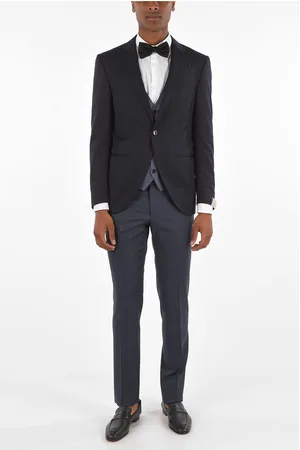 corneliani Virgin Wool CERIM.ACADEMY 3 Piece Waistcoat Suit with Stripe