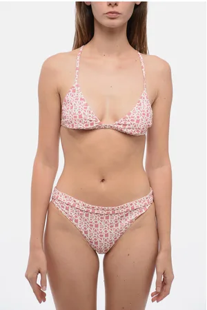 Moncler All-Over Logo Printed Triangle Bikini with Adjustable Should