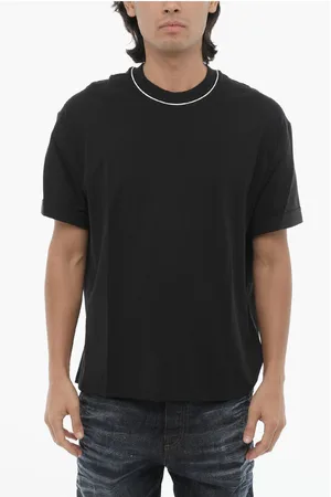 Neil Barrett Solid Color Easy Fit Crew-neck T-Shirt with Shirting Sleeves