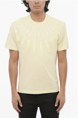 Neil Barrett Slim Fit FAIRISLE THUNDERBOLT Crew-neck T-shirt with Top