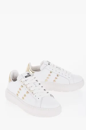 Moschino LOVE Quilted Leather BOLD40 Low-Top Sneakers with Golden Eff
