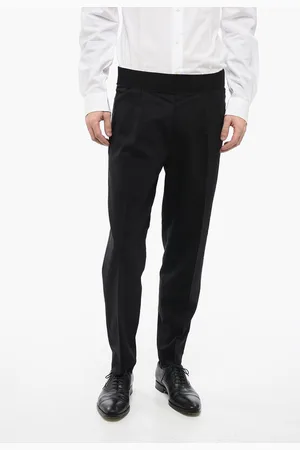 Neil Barrett Tapered Fit Virgin Wool Blend Pants with Double Pleat