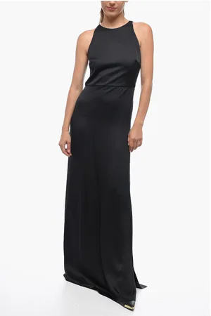 Burberry Silk Satin JANIE Maxidress with Draped Neckline