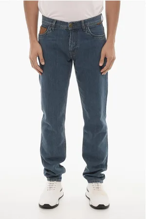 corneliani ID Solid Color Jeans with Leather Details 18cm
