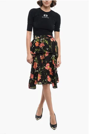 Balenciaga Silk-blended Dress with Floral Pattern