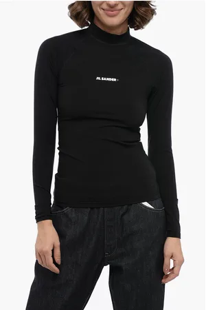 Jil Sander Long-sleeved Tech Fabric Top with Printed Logo
