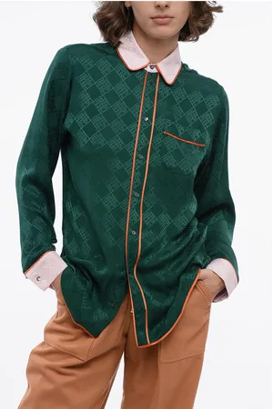 PIERRE-LOUIS MASCIA All-Over Monogram Silk Shirt with Breast Pocket