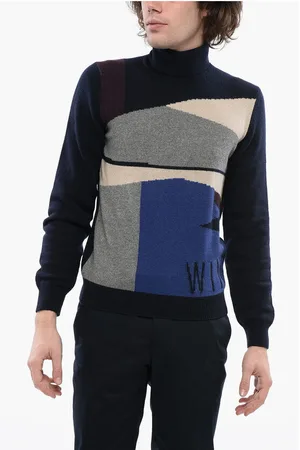 corneliani Cashmere Turtleneck Sweater with Multicolored Brand