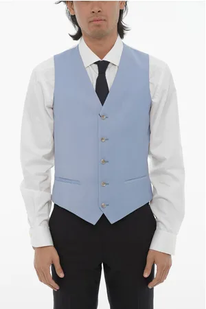 corneliani CC COLLECTION Two-Tone Virgin Wool Waistcoat with Back Adjus