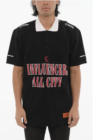 Heron Preston Pique Cotton INFLUENCER 3-Buttons Polo Shirt with Maxi Embro