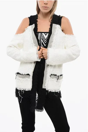 Balmain Tweed Cold-Shoulder Blazer with Contrasting Hems