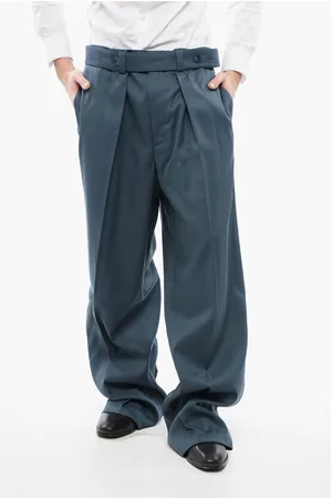 Jil Sander Straight Leg Virgin Wool Pants with Belt