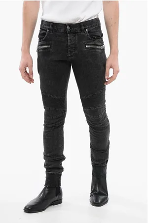 Balmain Slim Fit Biker Denims with Logoed Cuffs 15cm