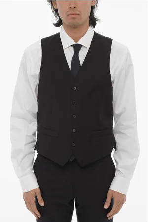 corneliani TREND Solid Color Virgin Wool Waistcoat with Jetted Pocket