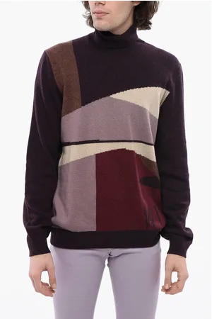 corneliani Cashmere Turtleneck Sweater with Multicolored Brand