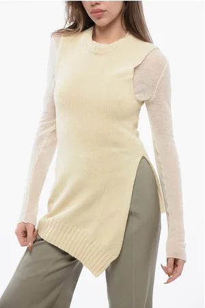 Jil Sander Wool Long Sweater with Asymmetric Hem