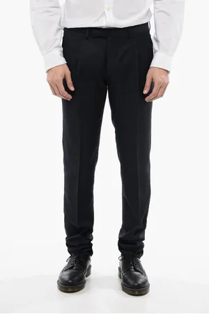 corneliani CC COLLECTION Jacquard Virgin Wool Pants with Hidden Closure